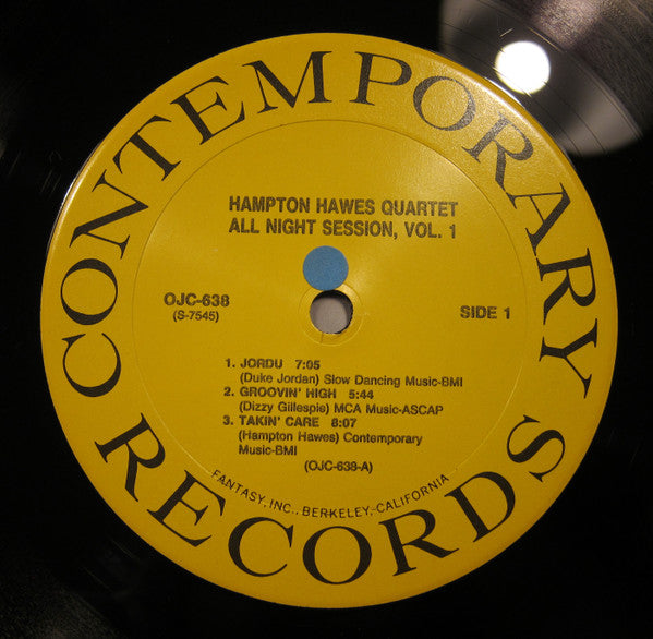 Hampton Hawes Quartet - All Night Session, Vol. 1(LP, Album, RE, RM)