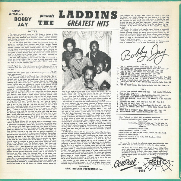 Bobby Jay (6) - Radio WWRL's Bobby Jay Presents The Laddins(LP, Comp)