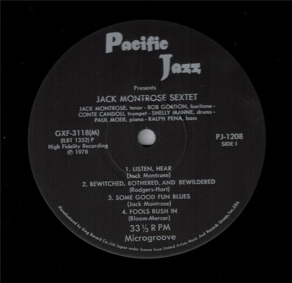 Jack Montrose Sextet - Jack Montrose Sextet (LP, Album, Ltd, RE)