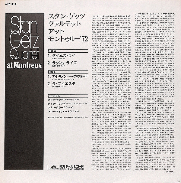 Stan Getz Quartet - At Montreux (LP, Album)