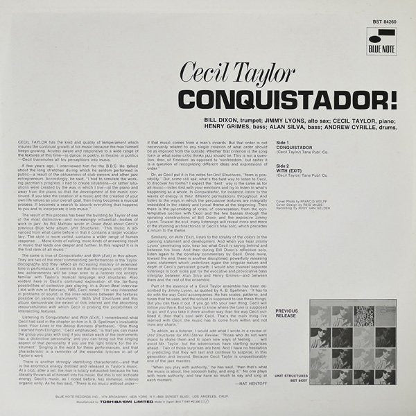Cecil Taylor - Conquistador! (LP, Album, RE)