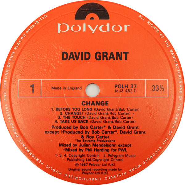 David Grant - Change (LP, Album)