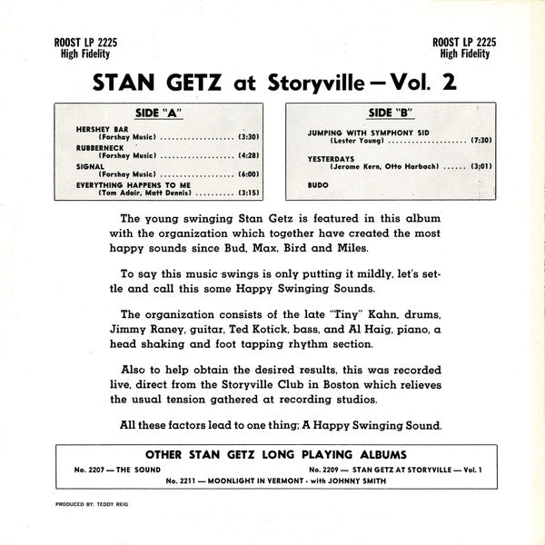 Stan Getz - At Storyville Volume II (LP, Album, RE)