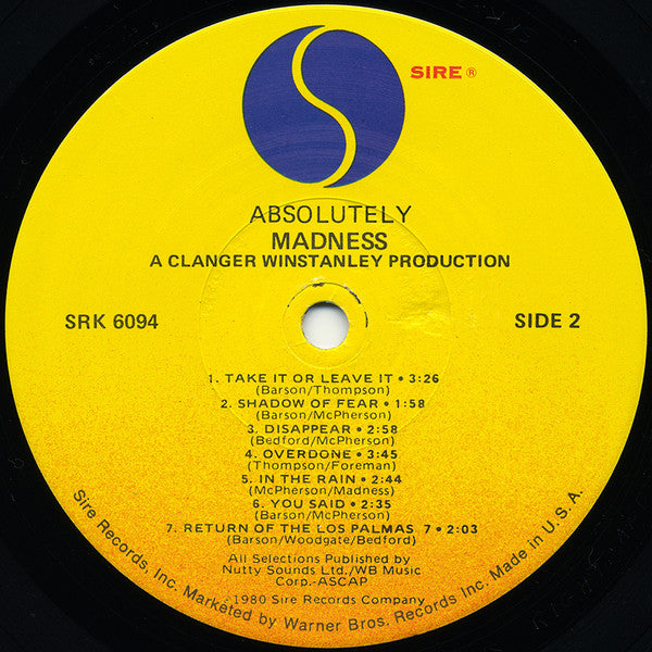 Madness - Absolutely (LP, Album, Los)