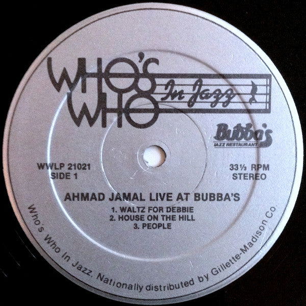 Ahmad Jamal - Live At Bubba's (LP, Album)