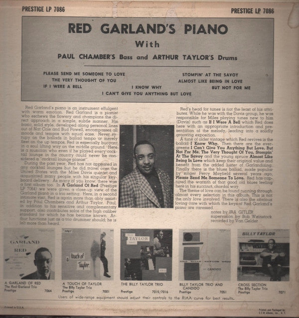 Red Garland - Red Garland's Piano(LP, Album, Mono, RE)