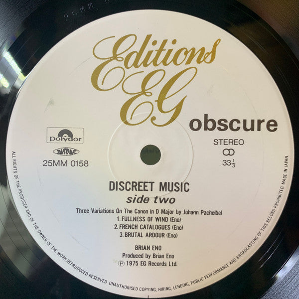 Brian Eno - Discreet Music (LP, Album, RE)