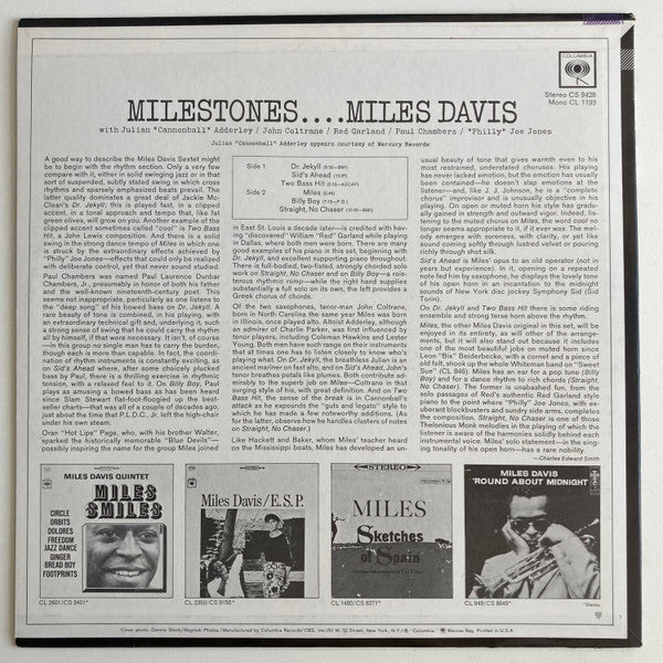 Miles Davis - Milestones (LP, Album, RE, Ele)
