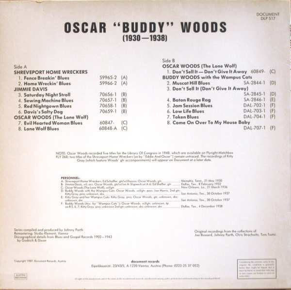 Oscar ""Buddy"" Woods* - The Lone Wolf: 1930-1938 (LP, Comp, Ltd)