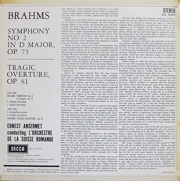 Johannes Brahms - Second Symphony ∙Tragic Overture(LP)