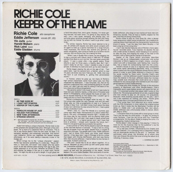 Richie Cole - Keeper Of The Flame (LP, Album)