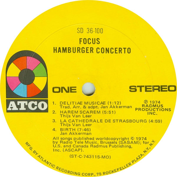 Focus (2) - Hamburger Concerto (LP, Album, Mon)