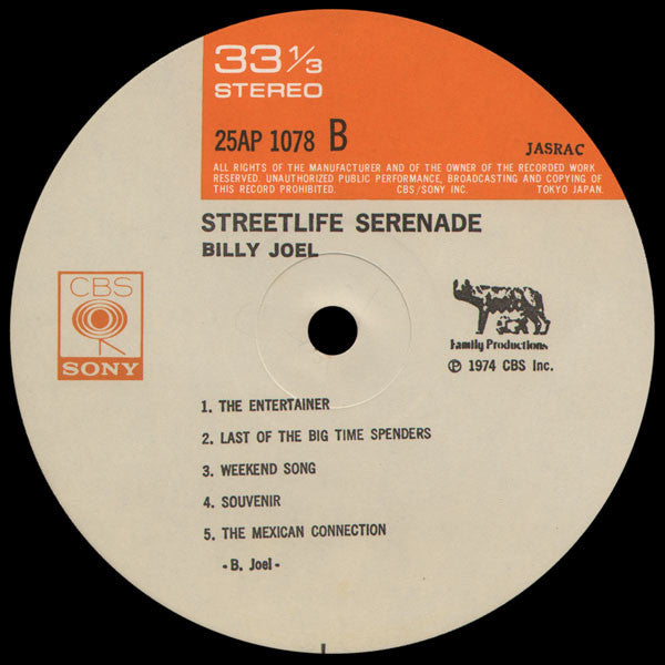 Billy Joel - Streetlife Serenade (LP, Album, RE)