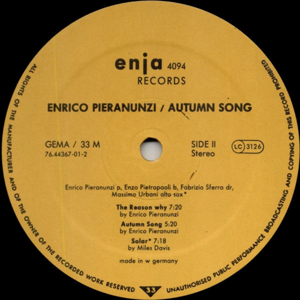 Enrico Pieranunzi - Autumn Song (LP, Album)