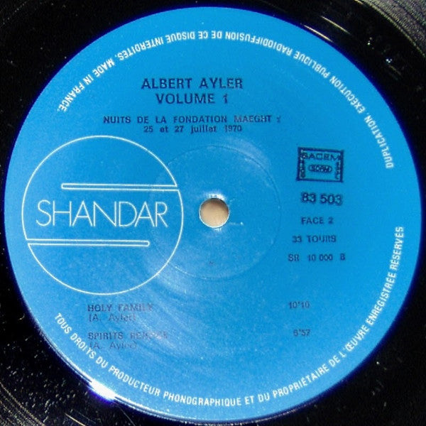 Albert Ayler - Nuits De La Fondation Maeght Volume 1 (LP, Album, RE)
