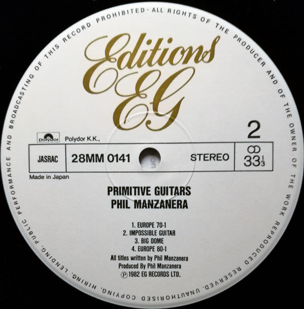 Phil Manzanera - Primitive Guitars (LP, Album)