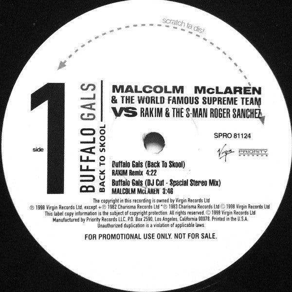 Malcolm McLaren - Buffalo Gals (Back To Skool)(12", Promo)