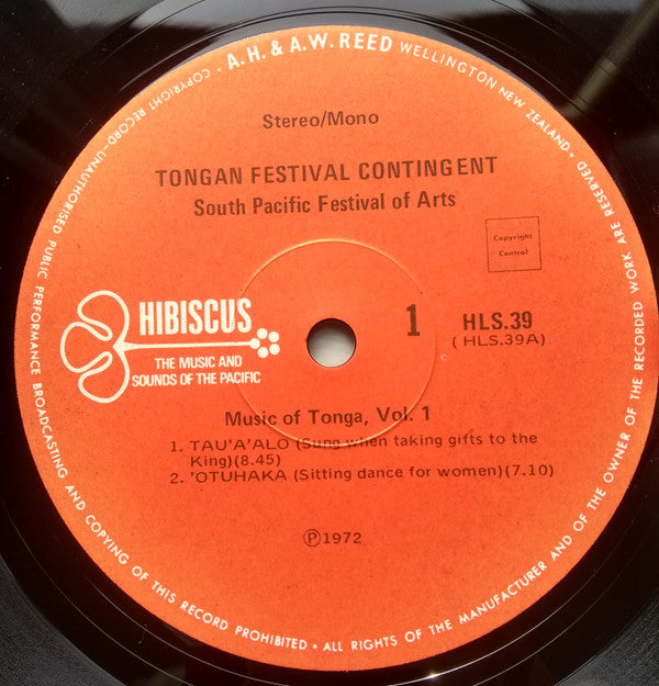 Tongan Festival Contingent - Musc of Tonga, Vol. 1 (LP, Album, Mono)