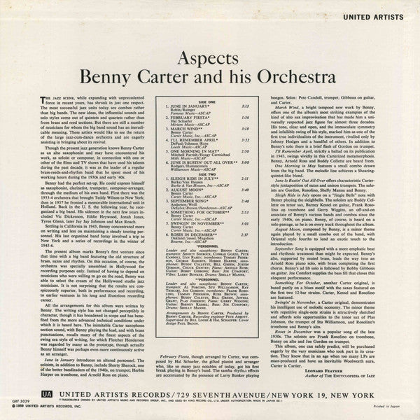 Benny Carter And His Orchestra - Aspects (LP, Album, RE)
