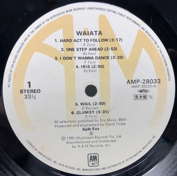 Split Enz - Waiata (LP, Album, Promo)