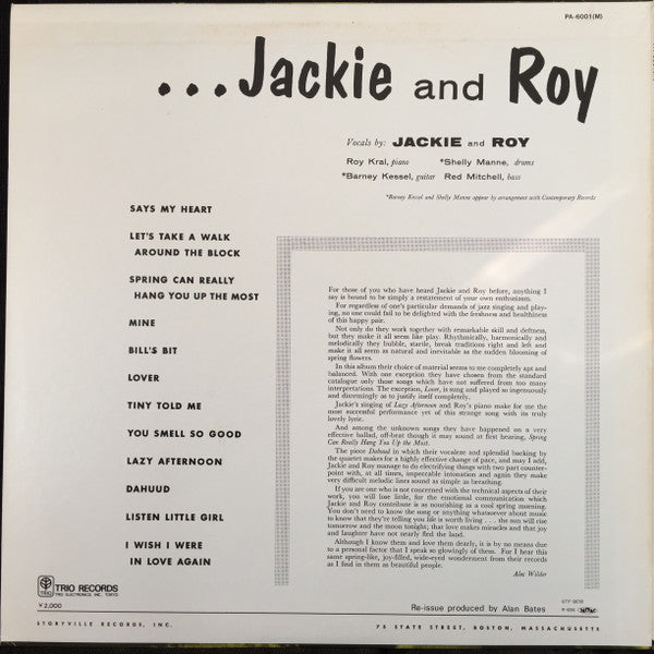 Jackie And Roy* - Storyville Presents Jackie And Roy (LP, Mono)