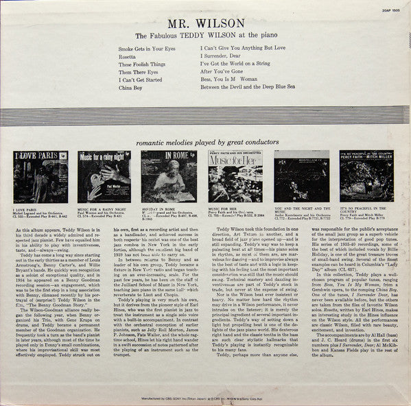 Teddy Wilson - Mr. Wilson (The Fabulous Teddy Wilson At The Piano)(...