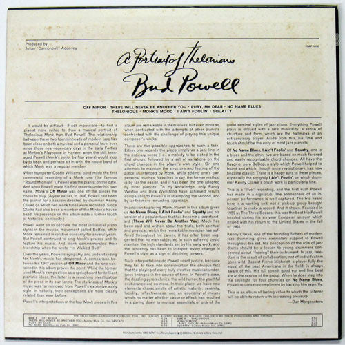 Bud Powell - A Portrait Of Thelonious (LP, Album)