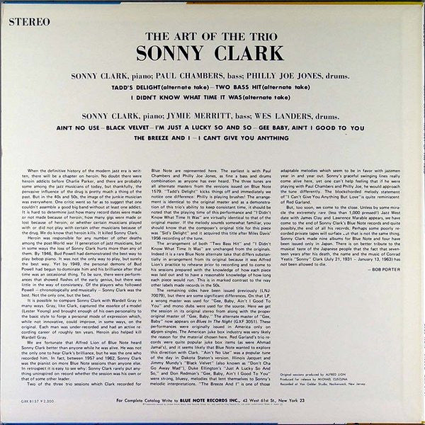 Sonny Clark - The Art Of The Trio (LP, Album, RE)