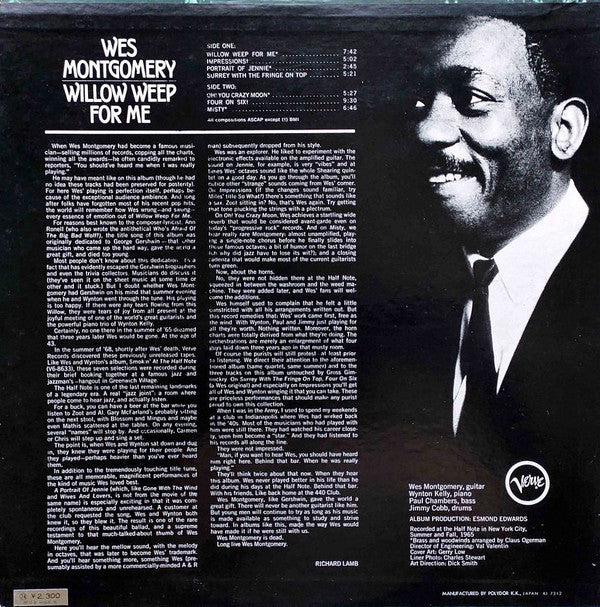 Wes Montgomery - Willow Weep For Me (LP, Album, RE, ¥2,)