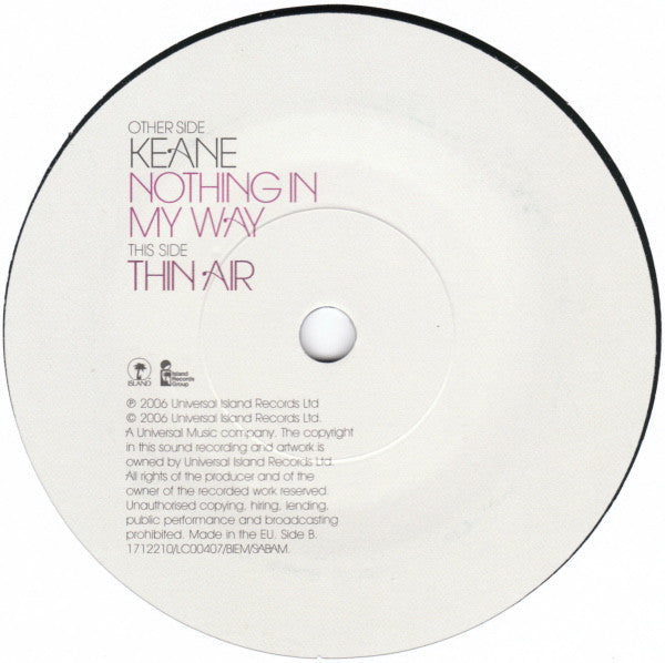 Keane - Nothing In My Way (7"", Single, Ltd, Num)