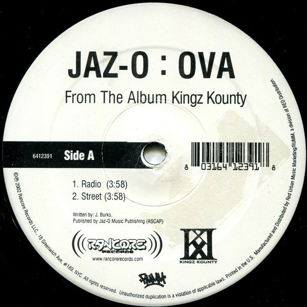 Jaz-O - Ova (12"", Promo)