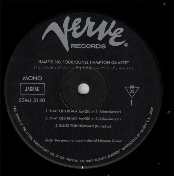 Lionel Hampton Quartet* - Hamp's Big Four (LP, Album, Mono, RE)