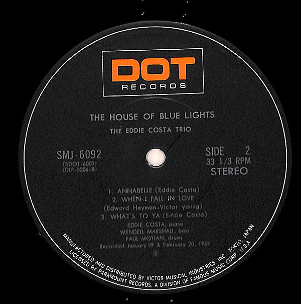 Eddie Costa* - The House Of Blue Lights (LP, Album, RE)