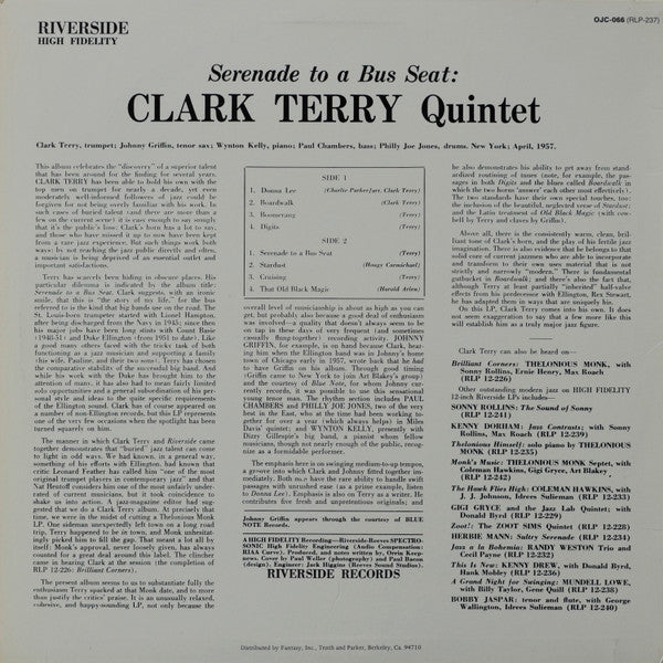 Clark Terry Quintet - Serenade To A Bus Seat (LP, Album, RE)