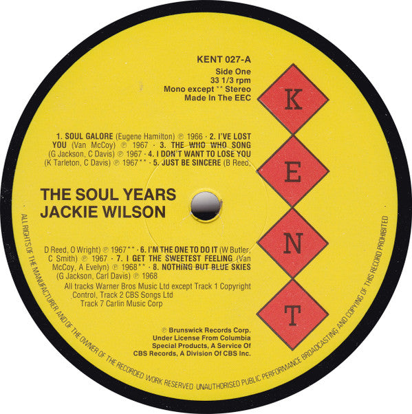 Jackie Wilson - The Soul Years (LP, Comp)