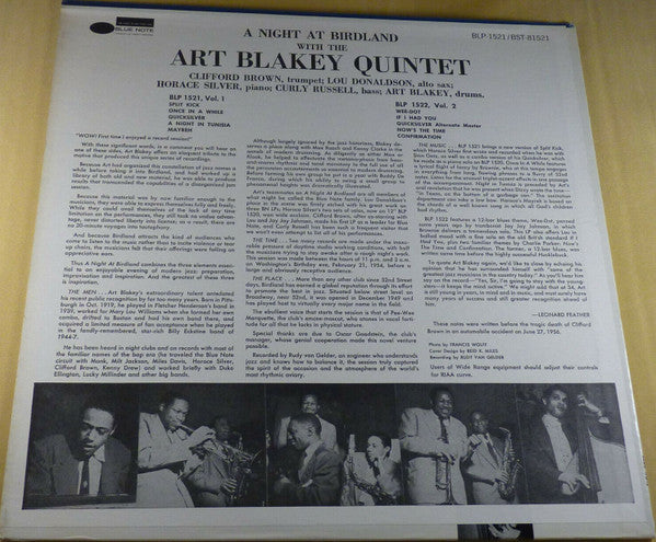Art Blakey Quintet - A Night At Birdland Volume 1 (LP, Comp, RE)