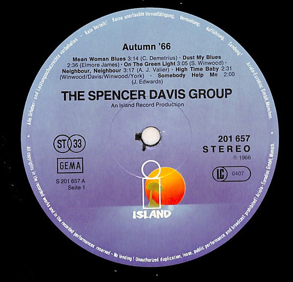 The Spencer Davis Group - Autumn '66 (LP, Album, RE)