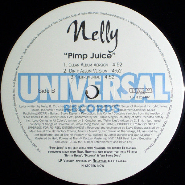 Nelly - Pimp Juice (12"", Single, Promo)