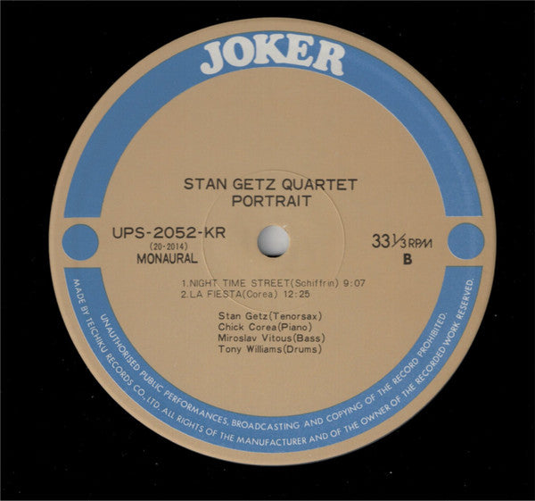 Stan Getz Quartet - Portrait (LP, Album, Mono)