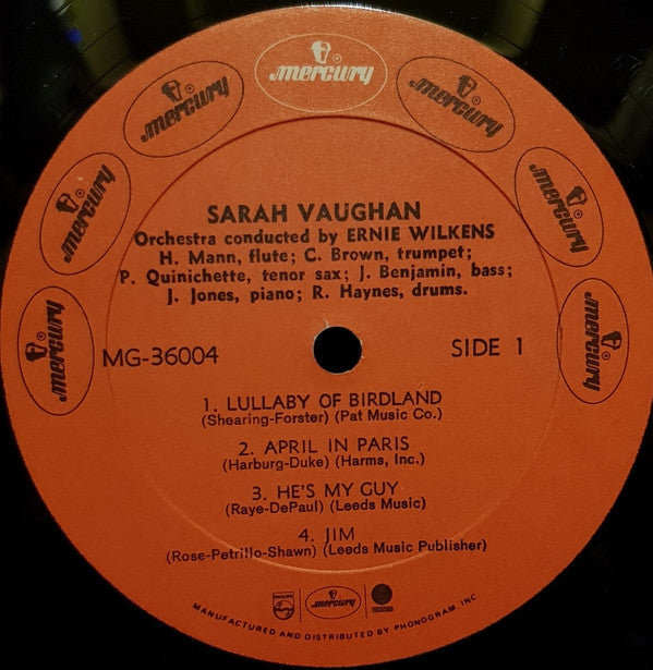 Sarah Vaughan - Sarah Vaughan (LP, Album, Mono, RE, Red)