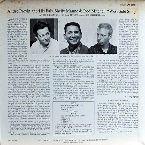 André Previn And His Pals* - West Side Story (LP, Album, RE)