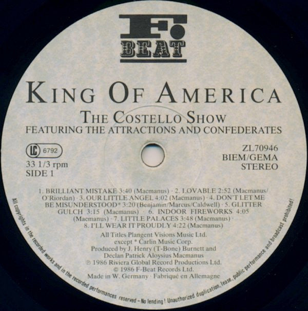 The Costello Show - King Of America(LP, Album)