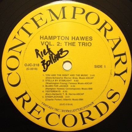 Hampton Hawes - This Is Hampton Hawes Vol. 2: The Trio (LP, Album)