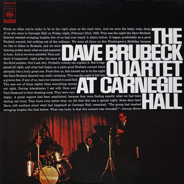 The Dave Brubeck Quartet - At Carnegie Hall (2xLP, Album, RE)