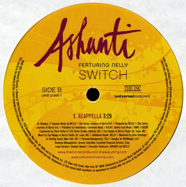 Ashanti Featuring Nelly - Switch (12"", Promo)