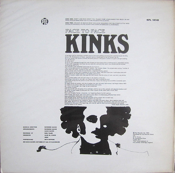 The Kinks - Face To Face (LP, Album, Mono, RP)