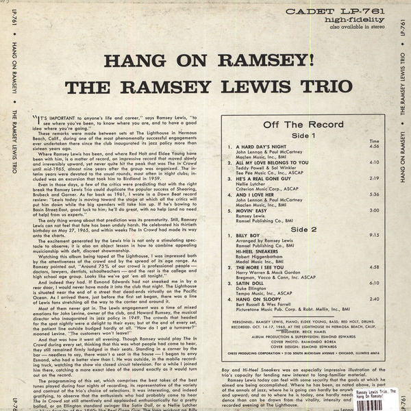 The Ramsey Lewis Trio - Hang On Ramsey! (LP, Album)