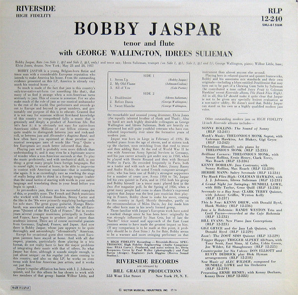 Bobby Jaspar - Tenor And Flute (LP, Album, Mono, RE)