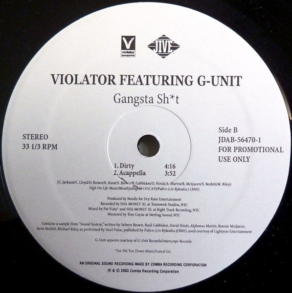Violator (3) Featuring G-Unit - Gangsta Sh*t (12"", Promo)