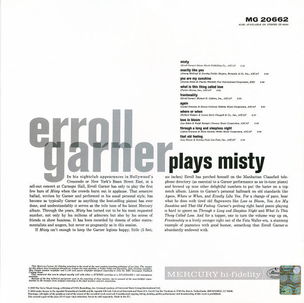 Erroll Garner - Plays Misty (LP, Album, Mono, RE, 180)